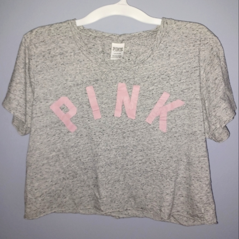 🌷3/$20🌷PINK VS Gray and Pink Cropped Tee